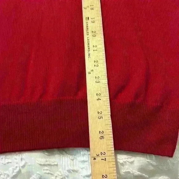 Joseph Abboud 100% Extra Fine Merino Wool V-Neck Red Sweater Men’s Size Medium - Picture 10 of 11